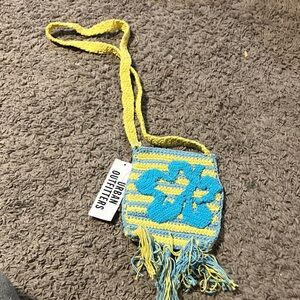 Urban Outfitters Yellow and Blue Knit Bag